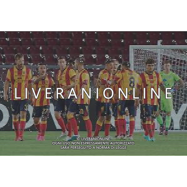 US Lecce celebrates after scoring a goal during the Coppa Italia Round of 32 match between US Lecce and Como 1907 at stadio Via Del Mare on August 13, 2023 in Lecce, Italy. (Photo by Emmanuele Mastrodonato/ag. Aldo Liverani sas) / AGENZIA ALDO LIVERANI SAS  