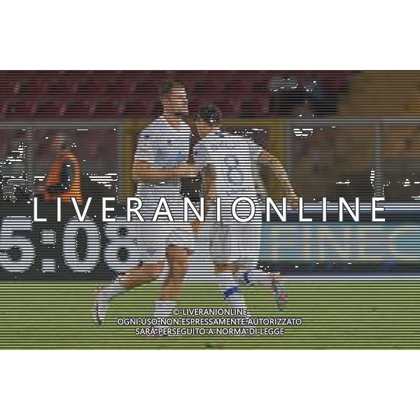 Alberto Cerri (Como 1907) and Daniele Baselli (Como 1907) during the Coppa Italia Round of 32 match between US Lecce and Como 1907 at stadio Via Del Mare on August 13, 2023 in Lecce, Italy. (Photo by Emmanuele Mastrodonato/ag. Aldo Liverani sas) / AGENZIA ALDO LIVERANI SAS  