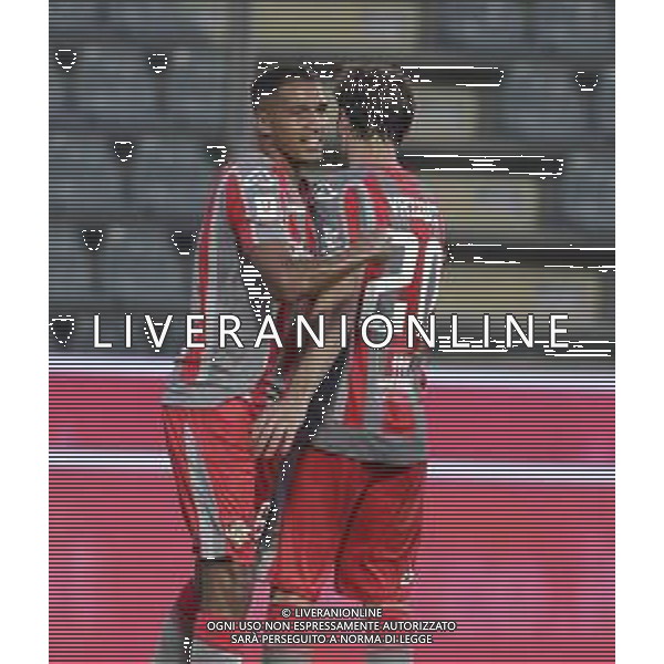 Esultanza dopogol Charles Pickel con franco vazquez - CREMONESE vs CROTONE Coppa Italia Frecciarossa 14 Agosto 2023 ©PAOLO GIAMPIETRI / AGENZIA ALDO LIVERANI SAS  