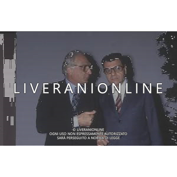 DIAP-RETROSPETTIVA MARCO PANNELLA POLITICO NELLA FOTO MARCO PANNELLA NELL\'ANNO 1982 CON PIETRO LONGO AG ALDO LIVERANI SAS