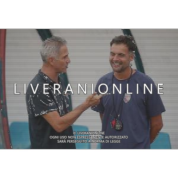 IMOLA 17 08 2023 AMICHEVOLE IMOLESE CALCIO SERIE D-SAMPAIMOLA CATEGORIA ECCELENZA 0-0 NELLA FOTO ANDREA ORECCHIA ALLENATORE SANPAIMOLA E GIANNI D\'AMORE ALLENATORE IMOLESE CALCIO foto gianni sanna-ag aldo liverani sas