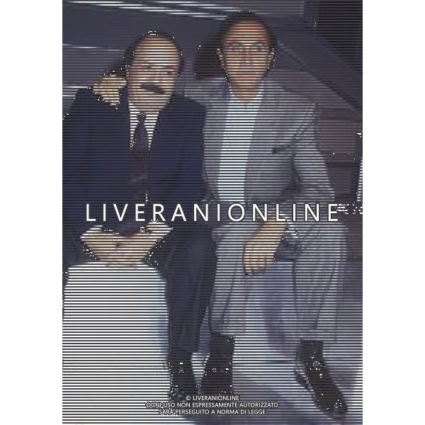 DIAP-RETROSPETTIVA PIPPO BAUDO PRESENTATORE TELEVISIVO NELLA FOTO PIPPO BAUDO NELL\'ANNO 1986 CON MAURIZIO COSTANZO AG ALDO LIVERANI SAS  