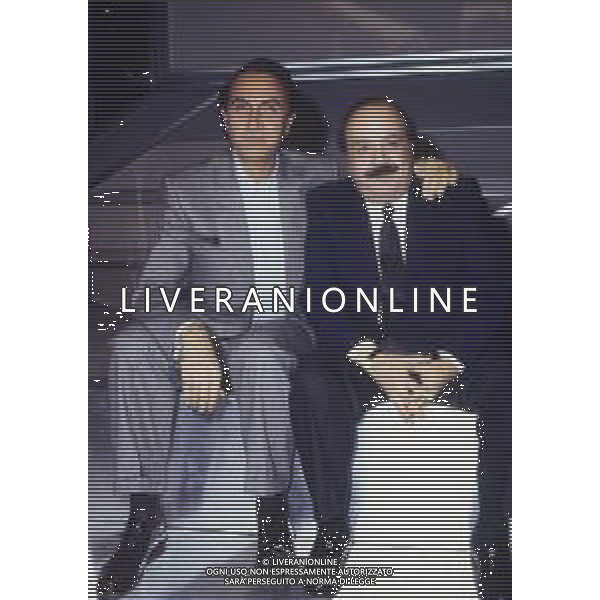 DIAP-RETROSPETTIVA PIPPO BAUDO PRESENTATORE TELEVISIVO NELLA FOTO PIPPO BAUDO NELL\'ANNO 1986 CON MAURIZIO COSTANZO AG ALDO LIVERANI SAS  