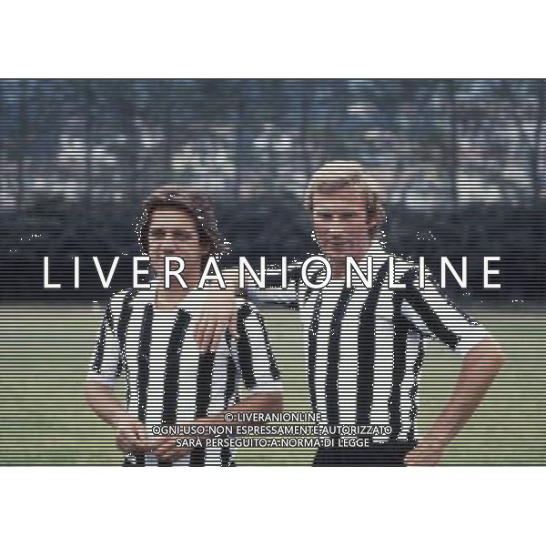 Francesco Morini con Boninsegna Roberto Juventus calcio ph archivio aldo liverani