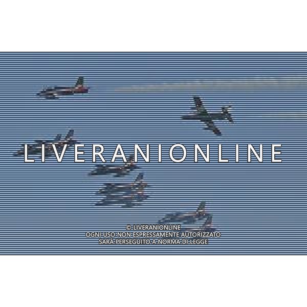 20-8-2023. Esibizione Aerei Frecce Tricolore Italia, presso lungomare Poetto di Cagliari, in occssione 100 anni Aeronautica Militare Italiana. Foto Salvatore Moi/Agenzia Aldo Liverani s.a.s. Nella foto: Aerei Frecce Tricolore Italia.
