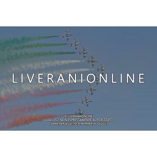 20-8-2023. Esibizione Aerei Frecce Tricolore Italia, presso lungomare Poetto di Cagliari, in occssione 100 anni Aeronautica Militare Italiana. Foto Salvatore Moi/Agenzia Aldo Liverani s.a.s. Nella foto: Aerei Frecce Tricolore Italia.