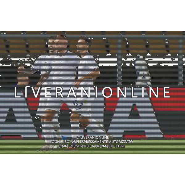 Ciro Immobile (S.S. Lazio) celebrates after scoring a goal with Mattia Zaccagni (S.S. Lazio) and Danilo Cataldi (S.S. Lazio) during the Italian soccer Serie A match US Lecce vs SS Lazio on August 20, 2023 at Via del Mare Stadium in Lecce, Italy. Photo by Emmanuele Mastrodonato/ag. Aldo Liverani sas