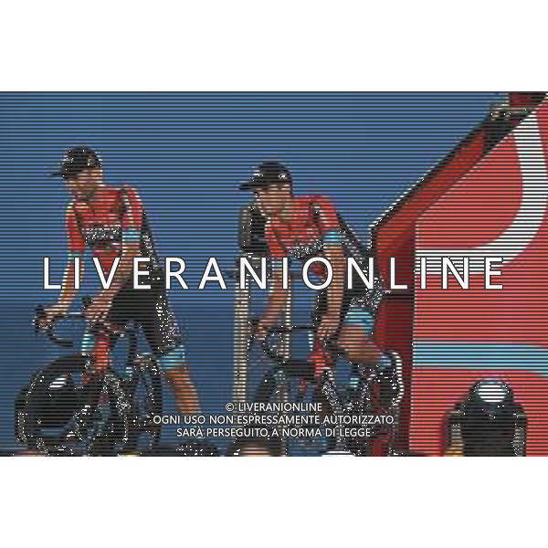 24-08-2023 Presentazione Squadre Vuelta A Espana 2023; 2023, Bahrain - Victorious; Caruso, Damiano; Landa Meana, Mikel; Barcelona; ©SIROTTI/AGENZIA ALDO LIVERANI SAS
