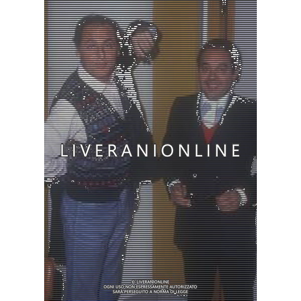 DIAP-RETROSPETTIVA GIANNI BONCOMPAGNI CONDUTTORE RADIOFONICO E PAROLIERE NELLA FOTO GIANNI BONCOMPAGNI CON RENZO ARBORE A ROMA AG ALDO LIVERANI SAS  