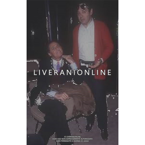 DIAP-RETROSPETTIVA GIANNI BONCOMPAGNI CONDUTTORE RADIOFONICO E PAROLIERE NELLA FOTO GIANNI BONCOMPAGNI A ROMA NELL\'ANNO 1988 CON RENZO ARBORE AG ALDO LIVERANI SAS 