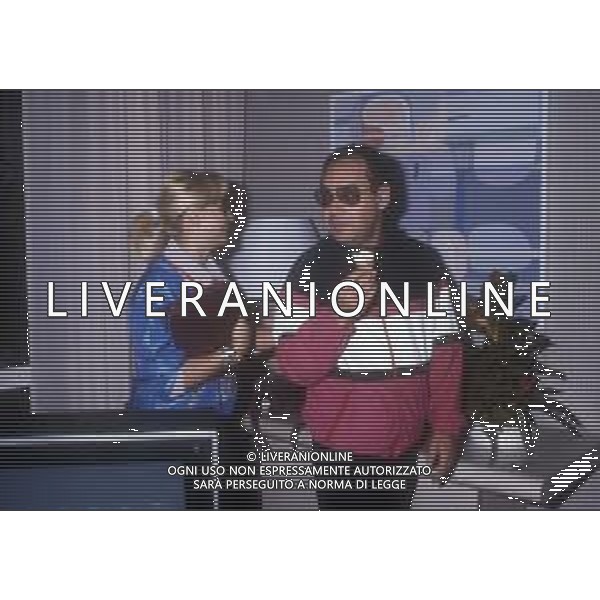 DIAP-RETROSPETTIVA GIANNI BONCOMPAGNI CONDUTTORE RADIOFONICO E PAROLIERE NELLA FOTO GIANNI BONCOMPAGNI CON RAFFAELLA CARRA\' NELL\'ANNO 1985 AG ALDO LIVERANI SAS 