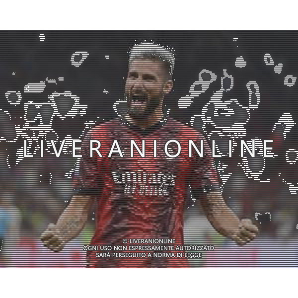 Milan vs Torino nella foto Olivier Giroud (Milan) esulta dopo il gol del 2 a 1 Milano 26-08-2023 Stadio Giuseppe Meazza - San Siro Campionato Serie A TIM - 2a giornata foto Roberto Garavaglia/ag. Aldo Liverani sas