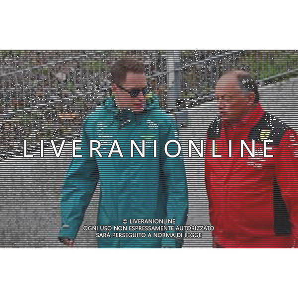 (L to R): Stoffel Vandoorne (BEL) Aston Martin F1 Team Test and Reserve Driver with Frederic Vasseur (FRA) Ferrari Team Principal. 27.08.2023. Formula 1 World Championship, Rd 14, Dutch Grand Prix, Zandvoort, Netherlands, Race Day. - www.xpbimages.com, EMail: requests@xpbimages.com © Copyright: Coates / XPB Images AG ALDO LIVERANI SAS-ONLY ITALY