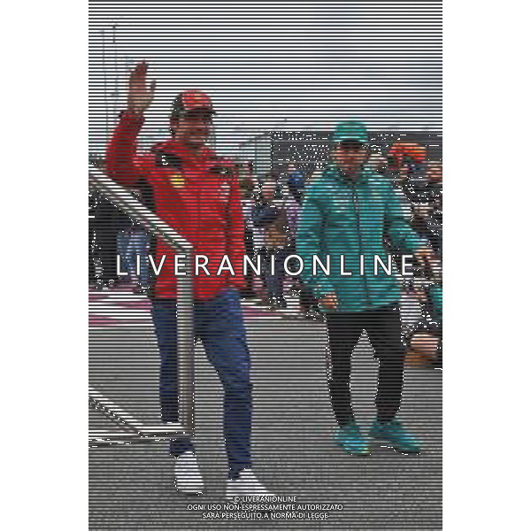 (L to R): Carlos Sainz Jr (ESP) Ferrari with Fernando Alonso (ESP) Aston Martin F1 Team on the drivers\' parade. 27.08.2023. Formula 1 World Championship, Rd 14, Dutch Grand Prix, Zandvoort, Netherlands, Race Day. - www.xpbimages.com, EMail: requests@xpbimages.com © Copyright: Miltenburg / XPB Images AG ALDO LIVERANI SAS-ONLY ITALY