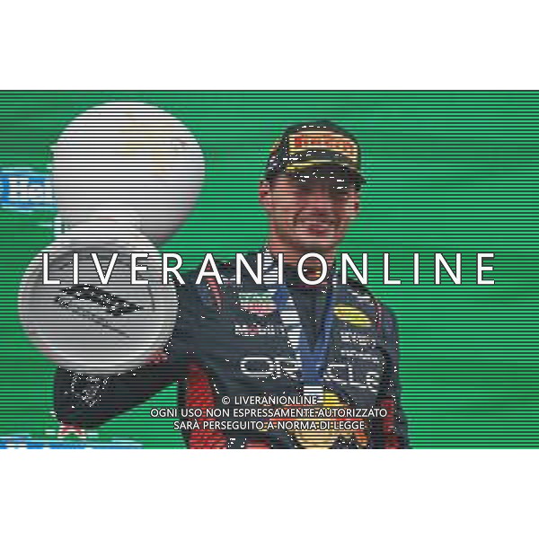 Race winner Max Verstappen (NLD) Red Bull Racing celebrates on the podium. 27.08.2023. Formula 1 World Championship, Rd 14, Dutch Grand Prix, Zandvoort, Netherlands, Race Day. - www.xpbimages.com, EMail: requests@xpbimages.com © Copyright: Coates / XPB Images ONLY ITALY-AG ALDO LIVERANI SAS