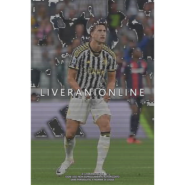 Torino 27.08.2023 Allianz Stadium @Manuela Viganti/Ag. Aldo Liverani sas Juventus vs Bologna Campionato Calcio Serie A TIM 2023/2024 2a giornata Nella foto: esultanza dusan vlahovic dopo il gol ©Viganti/AGENZIA ALDO LIVERANI SAS