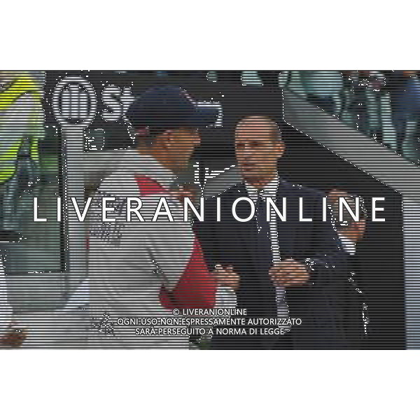 Torino 27.08.2023 Allianz Stadium @Manuela Viganti/Ag. Aldo Liverani sas Juventus vs Bologna Campionato Calcio Serie A TIM 2023/2024 2a giornata Nella foto: thiago motta e massimiliano allegri ©Viganti/AGENZIA ALDO LIVERANI SAS