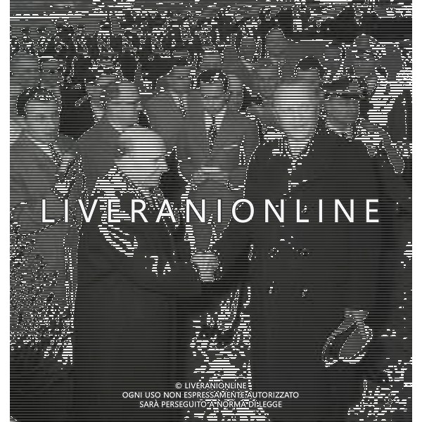 NEG-1950 ROMA VISITA IN ITALIA DEL CANCELLIERE FEDERALE DELLA GERMANIA KONRAD ADENAUER NELLA FOTO IL CANCELLIERE TEDESCO KONRAD ADENAUER CON L\'ONOREVOLE MARIO SCELBA NELL\'ANNO 1950 A ROMA FOTO SANDRO VESPASIANI-AG ALDO LIVERANI SAS