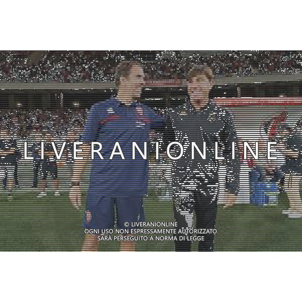coach Edoardo Gorini (A.S. Cittadella 1973) and coach Michele Mignani (SSC Bari) during the Italian Serie B match SSC Bari vs AS Cittadella on August 30, 2023 at the San Nicola stadium in Bari, Italy. Photo by Emmanuele Mastrodonato/ag. Aldo Liverani sas