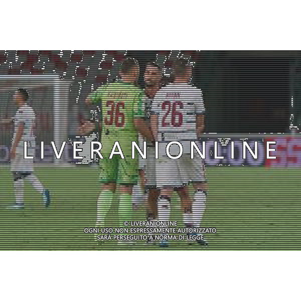 Elhan Kastrati (A.S. Cittadella 1973), Alessandro Salvi (A.S. Cittadella 1973) and Nicola Pavan (A.S. Cittadella 1973) during the Italian Serie B match SSC Bari vs AS Cittadella on August 30, 2023 at the San Nicola stadium in Bari, Italy. Photo by Emmanuele Mastrodonato/ag. Aldo Liverani sas