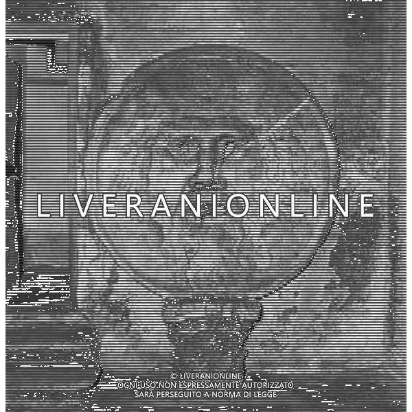 Neg- La Bocca della Verita\', antico mascherone in marmo, si trova nel portico della chiesa di Santa Maria in Cosmedin dal 1632. Roma anni 50-60 AG ALDO LIVERANI SAS