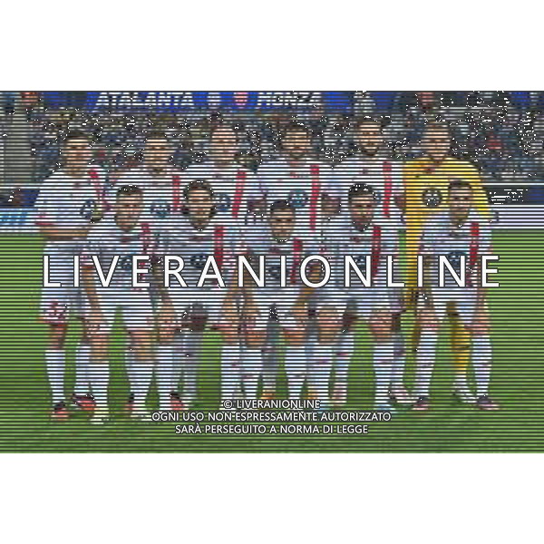TVRG Atalanta vs Monza nella foto formazione Monza, in piedi da SX Matteo Pessina, Dany Mota Carvalho, Luca Caldirola, Pablo Mari\', Roberto Gagliardini e Michele Di Gregorio; in basso da SX Samuele Birindelli, Andrea Colpani, Gianluca Caprari, Armando Izzo e Patrick Ciurria Bergamo 02-09-2023 Gewiss Stadium - Stadio Atleti Azzurri d\'Italia Campionato Serie A TIM - 3a giornata foto Roberto Garavaglia/ag. Aldo Liverani sas