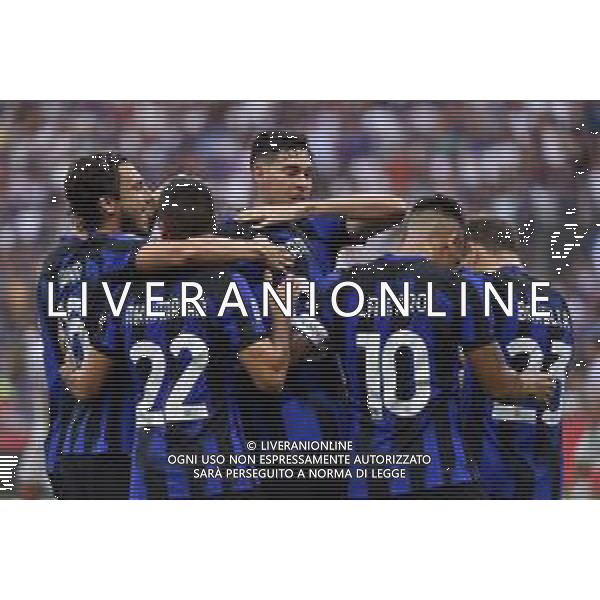 Inter vs Fiorentina nella foto esultanza Inter dopo il gol dell\'1 a 0 Milano 03-09-2023 Stadio Giuseppe Meazza - San Siro Campionato Serie A TIM - 3a giornata foto Roberto Garavaglia/ag. Aldo Liverani sas
