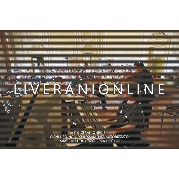 IMOLA 03 09 2023 IMOLA IN MUSICA CONCERTO LA SAGGEZZA DEL LEGNO L\'ARTE NELLE MANI STORIA SULLA VITA DI LUIGI E PRIMO CONTAVALLI LIUTAII DI IMOLA NELLA FOTO ILARIA TRAMANNONI PIANOFORTE E ILARIA TASSINARI VIOLINO FOTO GIANNI SANNA-AG ALDO LIVERANI SAS