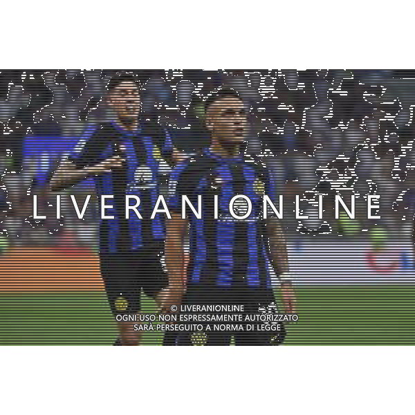 Inter vs Fiorentina nella foto Lautaro Martinez (Inter) esulta dopo il gol del 2 a 0 Milano 03-09-2023 Stadio Giuseppe Meazza - San Siro Campionato Serie A TIM - 3a giornata foto Roberto Garavaglia/ag. Aldo Liverani sas
