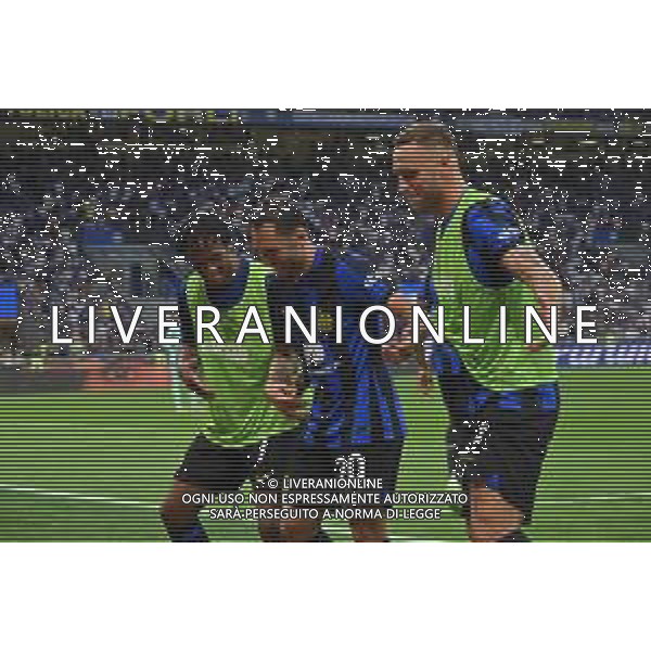 Inter vs Fiorentina nella foto da SX Juan Cuadrado (Inter), Hakan Calhanoglu (Inter) e Marko Arnautovic (Inter) esultano dopo il gol del 3 a 0 Milano 03-09-2023 Stadio Giuseppe Meazza - San Siro Campionato Serie A TIM - 3a giornata foto Roberto Garavaglia/ag. Aldo Liverani sas/ AGENZIA ALDO LIVERANI SAS