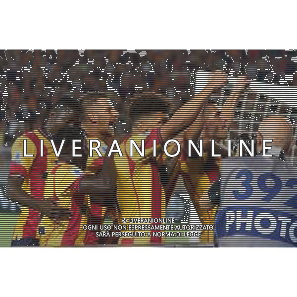 Nikola Krstovic (US Lecce) celebrates after scoring a goal with teammates during the Italian soccer Serie A match US Lecce vs US Salernitana 1919 on September 3, 2023 at Via del Mare Stadium in Lecce, Italy. Photo by Emmanuele Mastrodonato/ag. Aldo Liverani sas/ AGENZIA ALDO LIVERANI SAS