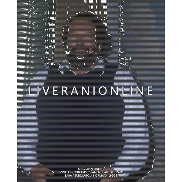 DIAP-RETROSPETTIVA BUD SPENCER PSEUDONIMO DI CARLO PEDERSOLI ATTORE NELLA FOTO BUD SPENCER A TERRAZZA MARTINI A MILANO NELL\'ANNO 1982 AG ALDO LIVERANI SAS