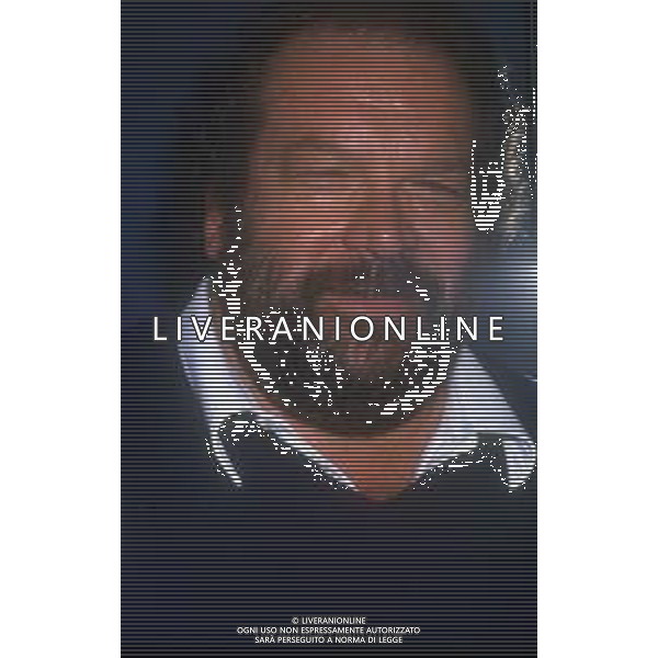 DIAP-RETROSPETTIVA BUD SPENCER PSEUDONIMO DI CARLO PEDERSOLI ATTORE NELLA FOTO BUD SPENCER A TERRAZZA MARTINI A MILANO NELL\'ANNO 1982 AG ALDO LIVERANI SAS
