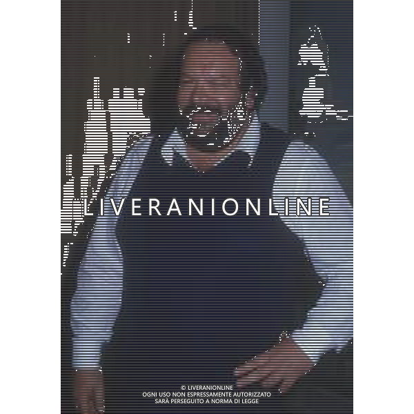DIAP-RETROSPETTIVA BUD SPENCER PSEUDONIMO DI CARLO PEDERSOLI ATTORE NELLA FOTO BUD SPENCER A TERRAZZA MARTINI A MILANO NELL\'ANNO 1982 AG ALDO LIVERANI SAS