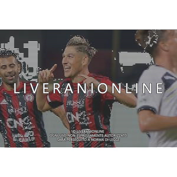 Riccardo Tonin (Calcio Foggia 1920) celebrates after scoring a goal during the Italian soccer Serie C match Calcio Foggia vs Giugliano Calcio 1928 on September 11, 2023 at Pino Zaccheria Stadium in Foggia, Italy. Photo by Emmanuele Mastrodonato/ag. Aldo Liverani sas/AGENZIA ALDO LIVERANI SAS