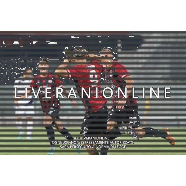 Riccardo Tonin (Calcio Foggia 1920) celebrates after scoring a goal with teammates during the Italian soccer Serie C match Calcio Foggia vs Giugliano Calcio 1928 on September 11, 2023 at Pino Zaccheria Stadium in Foggia, Italy. Photo by Emmanuele Mastrodonato/ag. Aldo Liverani sas/AGENZIA ALDO LIVERANI SAS