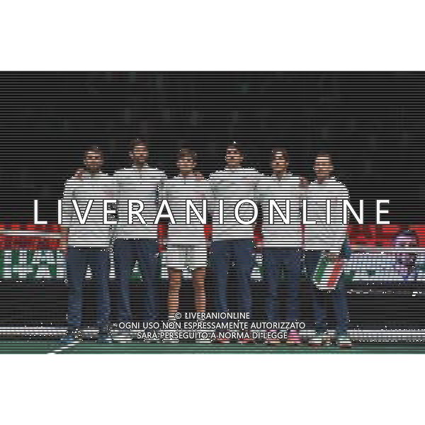 Davis Cup 2023 Unipol Arena 15 Settembre Italia vs Cile Nella foto: SImone Bolelli, Andrea Vavassori, Matteo Arnaldi, Lorenzo Sonego, Lorenzo Musetti e Filippo Volandri FOTO ANDREA ROSITO-AG ALDO LIVERANI SAS