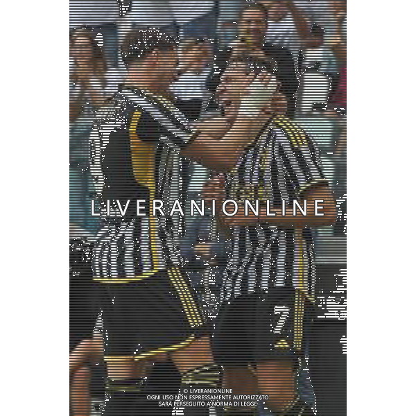 Torino 16.09.2023 Allianz Stadium @Manuela Viganti/Ag. Aldo Liverani sas Juventus vs Lazio Campionato Calcio Serie A TIM 2023/2024 4a giornata Nella foto: esultanza federico chiesa e dusan vlahovic ©Viganti/AGENZIA ALDO LIVERANI SAS