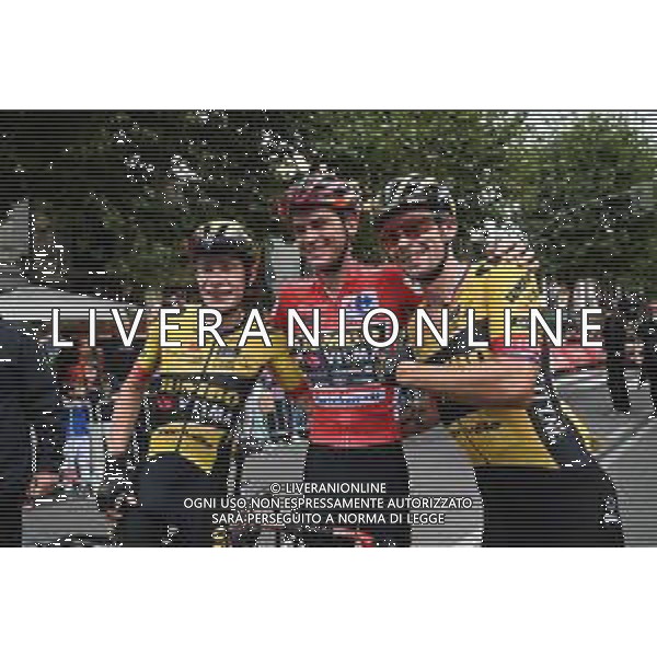 16-09-2023 Vuelta A Espana; Tappa 20 Manzanares El Real - Guadarrama; 2023, Jumbo - Visma; Kuss, Sepp; Vingegaard, Jonas; Roglic, Primoz; Guadarrama; ©SIROTTI/AGENZIA ALDO LIVERANI SAS