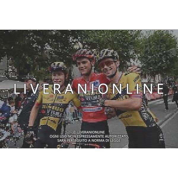 16-09-2023 Vuelta A Espana; Tappa 20 Manzanares El Real - Guadarrama; 2023, Jumbo - Visma; Kuss, Sepp; Vingegaard, Jonas; Roglic, Primoz; Guadarrama; ©SIROTTI/AGENZIA ALDO LIVERANI SAS