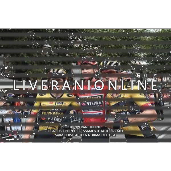 16-09-2023 Vuelta A Espana; Tappa 20 Manzanares El Real - Guadarrama; 2023, Jumbo - Visma; Kuss, Sepp; Vingegaard, Jonas; Roglic, Primoz; Guadarrama; ©SIROTTI/AGENZIA ALDO LIVERANI SAS