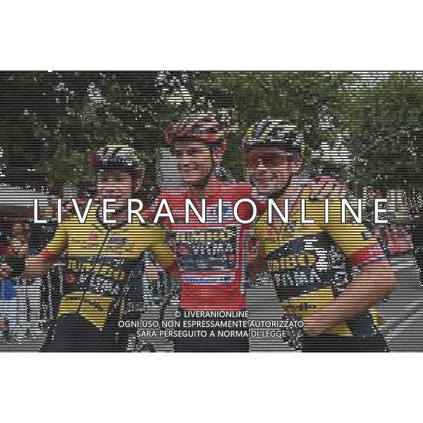 16-09-2023 Vuelta A Espana; Tappa 20 Manzanares El Real - Guadarrama; 2023, Jumbo - Visma; Kuss, Sepp; Vingegaard, Jonas; Roglic, Primoz; Guadarrama; ©SIROTTI/AGENZIA ALDO LIVERANI SAS
