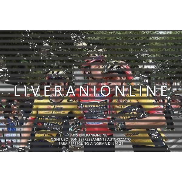 16-09-2023 Vuelta A Espana; Tappa 20 Manzanares El Real - Guadarrama; 2023, Jumbo - Visma; Kuss, Sepp; Vingegaard, Jonas; Roglic, Primoz; Guadarrama; ©SIROTTI/AGENZIA ALDO LIVERANI SAS