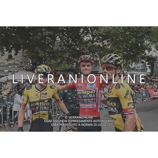 16-09-2023 Vuelta A Espana; Tappa 20 Manzanares El Real - Guadarrama; 2023, Jumbo - Visma; Kuss, Sepp; Vingegaard, Jonas; Roglic, Primoz; Guadarrama; ©SIROTTI/AGENZIA ALDO LIVERANI SAS