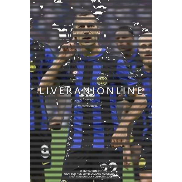 Inter vs Milan nella foto Henrikh Mkhitaryan (Inter) esulta dopo il gol dell\'1 a 0 Milano 16-09-2023 Stadio Giuseppe Meazza - San Siro Campionato Serie A TIM - 4a giornata foto Roberto Garavaglia/ag. Aldo Liverani sas/AGENZIA ALDO LIVERANI SAS