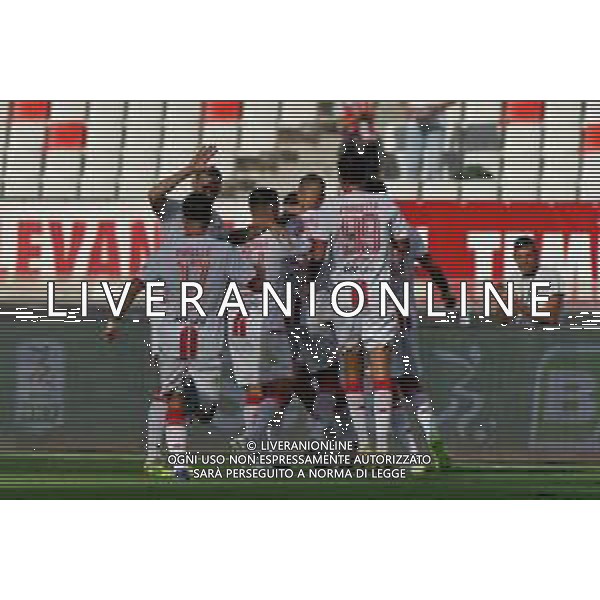 Ilias Koutsoupias (SSC Bari) celebrates after scoring a goal with teammates during the Italian Serie B match SSC Bari vs US Catanzaro 1929 on September 24, 2023 at the San Nicola stadium in Bari, Italy. Photo by Emmanuele Mastrodonato/ag. Aldo Liverani sas ©Emanuele Mastrodonato / AGENZIA ALDO LIVERANI SAS