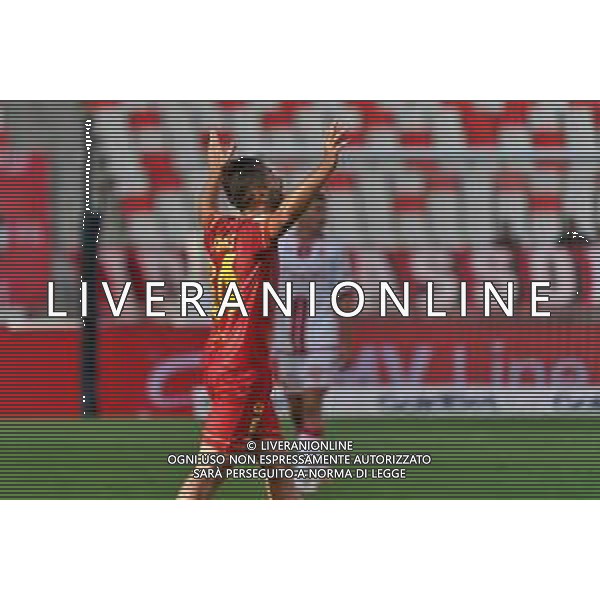Dimitrios Sounas (US Catanzaro 1929) celebrates after scoring a goal during the Italian Serie B match SSC Bari vs US Catanzaro 1929 on September 24, 2023 at the San Nicola stadium in Bari, Italy. Photo by Emmanuele Mastrodonato/ag. Aldo Liverani sas ©Emanuele Mastrodonato / AGENZIA ALDO LIVERANI SAS