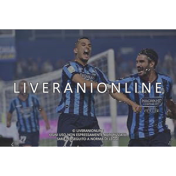 TVRG Lecco vs FeralpiSalo\' nella foto Nicolo\' Buso (Lecco) esulta dopo il gol dell\'1 a 1 Lecco 26-09-2023 Stadio Rigamonti Ceppi Campionato Serie BKT - 7a giornata foto Roberto Garavaglia/ag. Aldo Liverani sas
