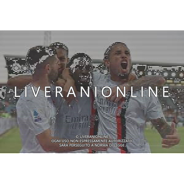 27-9-2023. Cagliari calcio-A.C. Milan. 6° giornata campionato calcio italiano Serie A 2023/2024, Stadio Unipol Domus Cagliari. Foto Salvatore Moi/Agenzia Aldo Liverani s.a.s. Nella foto: Gol ed esultanza Milan in trasferta contro il Cagliari, nello stadio Unipol Domus di Cagliari. Segna: Fikayo Tomori Milan ©MOI SALVATORE / AGENZIA ALDO LIVERANI SAS