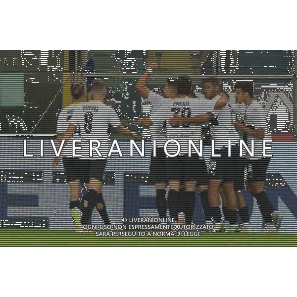 Anthony Partipilo (Parma Calcio) celebrates after scoring a goal with teammates during the Italian Serie B match Parma Calcio vs SSC Bari on September 27, 2023 at the Ennio Tardini stadium in Parma, Italy. Photo by Emmanuele Mastrodonato/ag. Aldo Liverani sas